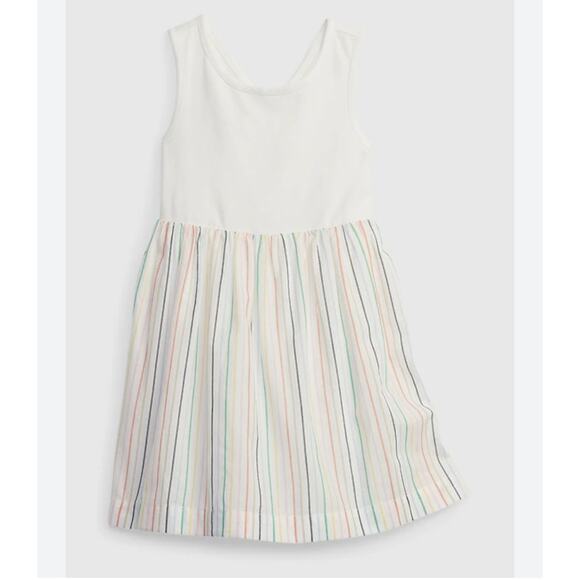 Baby Gap Girls Striped 100% Cotton Crossback Tank Dress Summer White Size 4 Year - Picture 1 of 13